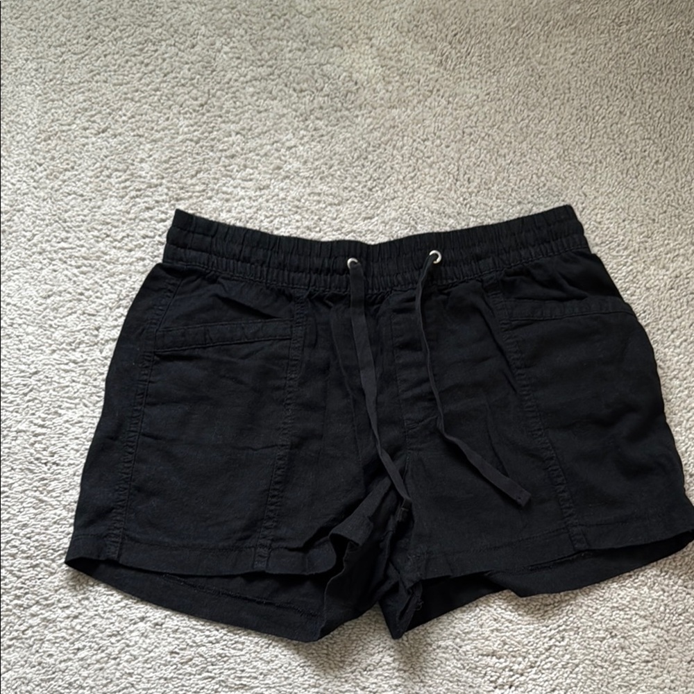 GAP Black Linen Shorts with Drawstring Waist